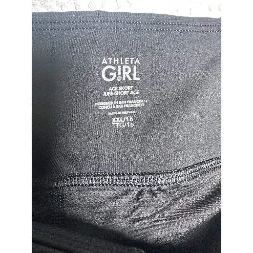 Athleta Girl Ace Skort Black Athletic Tennis Golf Skirt Built In Shorts XXL 16